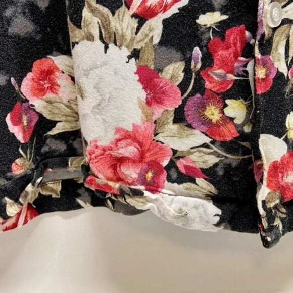 Forever 21 Button Down Shirt Men's Large Black Red White Floral Short Sleeve GUC - Picture 3 of 7